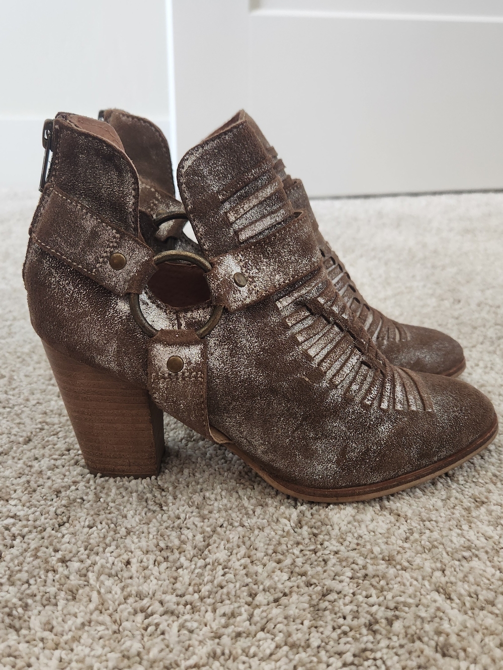 Ariat Brown Distressed Leather Cutout Ankle Bootie
